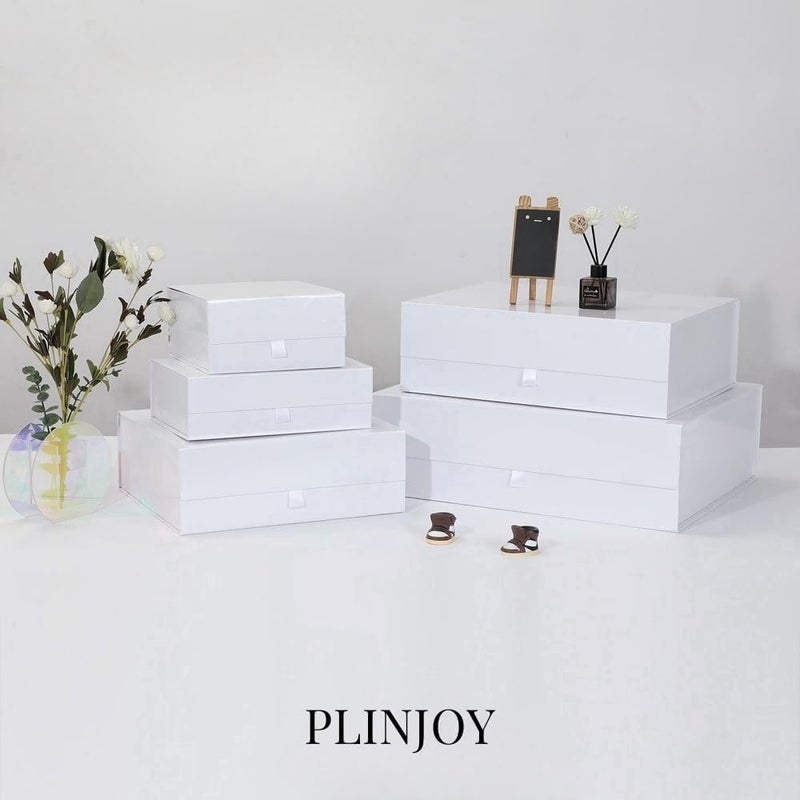 PLINJOY Extra Large White Gift Box 3 Pack 16.5x14x5.5 Inches,Gift Boxs for Presents with Lid Magnetic Closure Collapsible,Bridesmaid Proposal Box,Birthday, Christmas,for Clothes and Large Gifts - Image 2